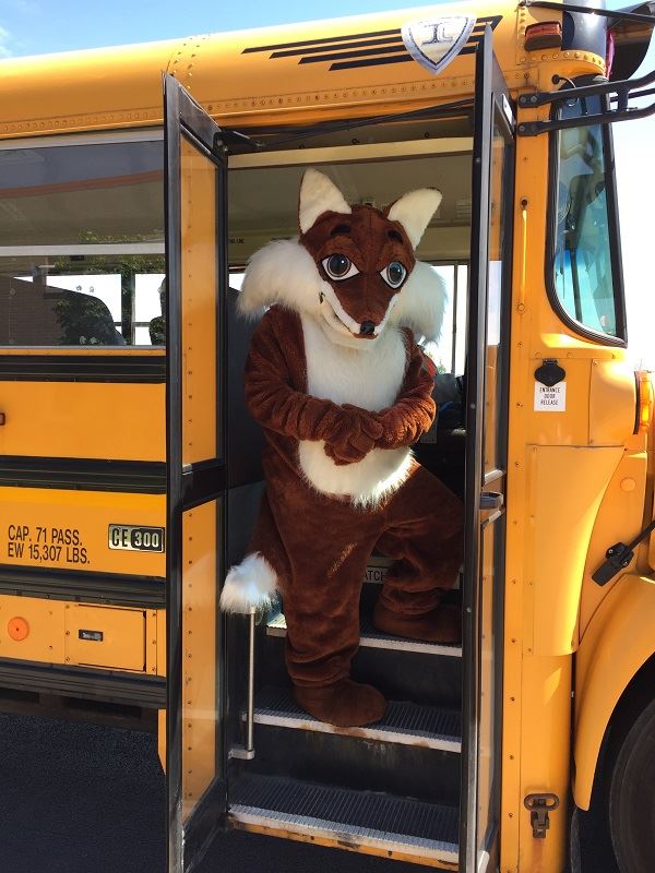 Image of the Yorkville Fox on the stairs of the bus Image of the Yorkville Fox on the stairs of the bus